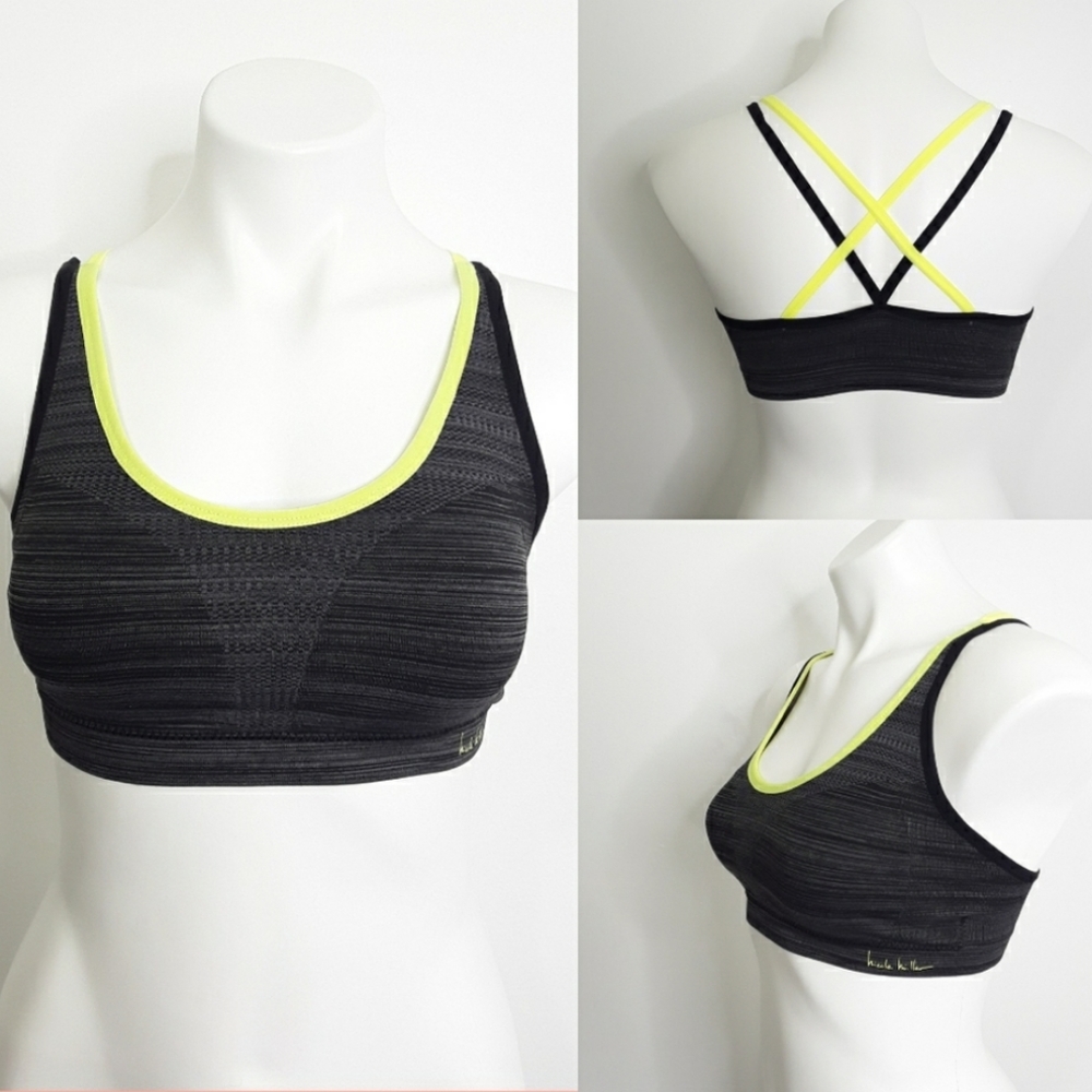 Nicole Miller Medium Impact Marled Sports Bra EUC sz L